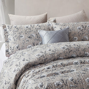 Bedsprei Classic Flower Grey