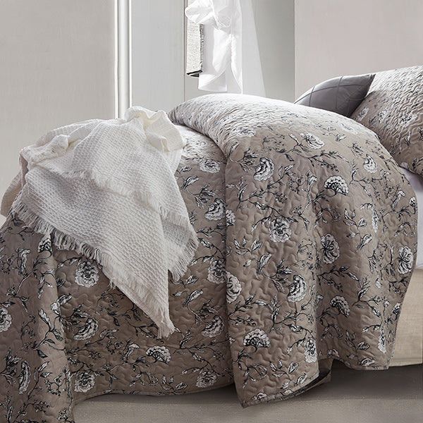 Bedsprei Classic Flower Grey