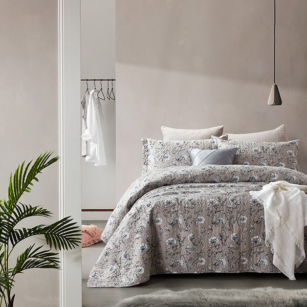 Bedsprei Classic Flower Grey